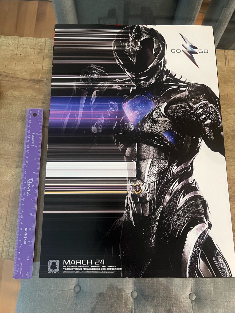 2017 promotional Power Rangers Movie Poster - Black & Purple Ranger Artwork